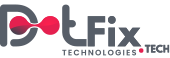 Previous DotFix Technologies logo with a pink symbol and grey lettering