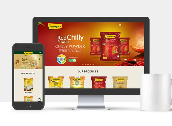 Mariyam Foods website design by DotFix Technologies