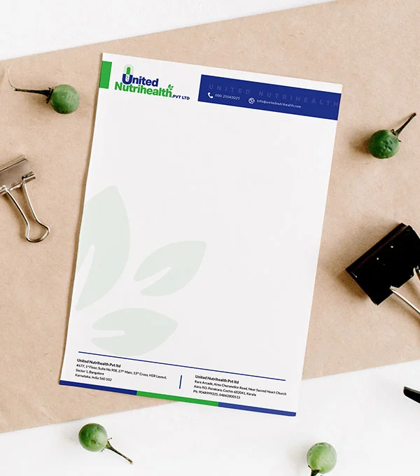 United Nutrihealth letterhead design by DotFix Technologies