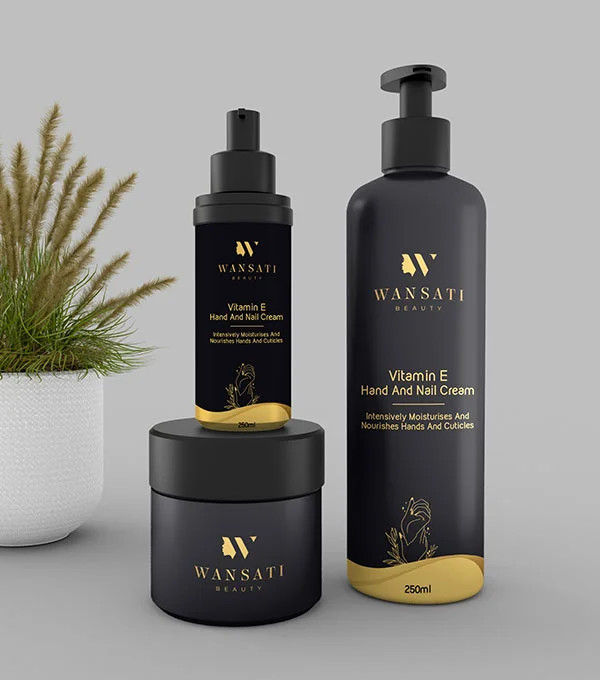 Wansati Beauty packaging design by DotFix Technologies